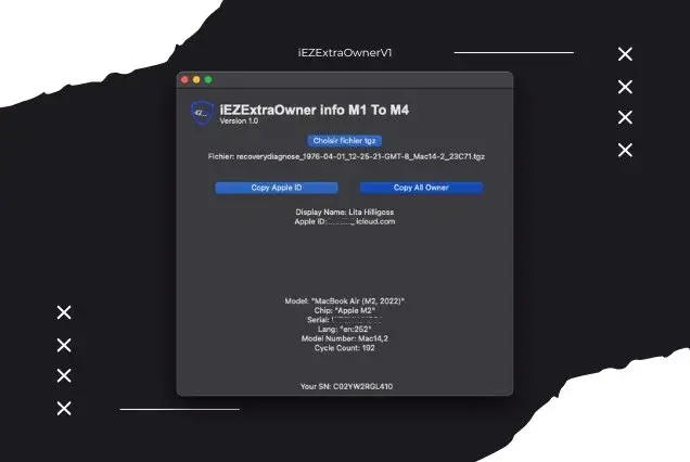 iEZExtraOwner info Mac M1-M4 V1.0 Unlimited Use Tool